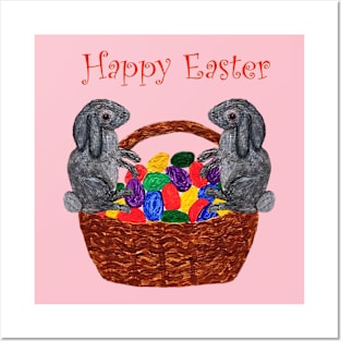 Happy Easter Bunnies Posters and Art